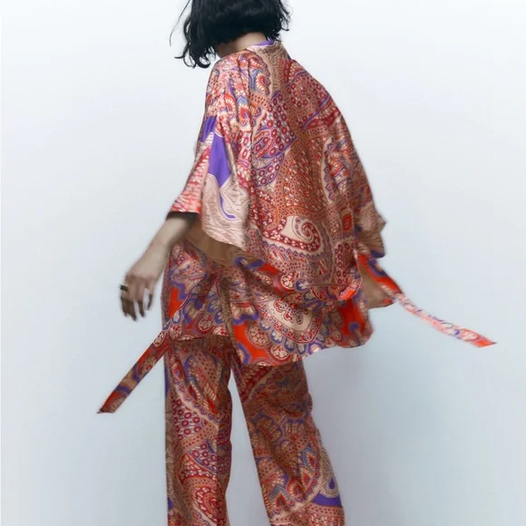 Zara | Kimonos & Yukatas | Zara Belted Printed Kimono Nwt